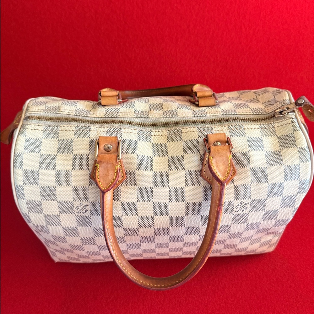 Louis Vuitton Damier Azur Canvas Satchel with Vachetta Leather Handles - Picture 8 of 14